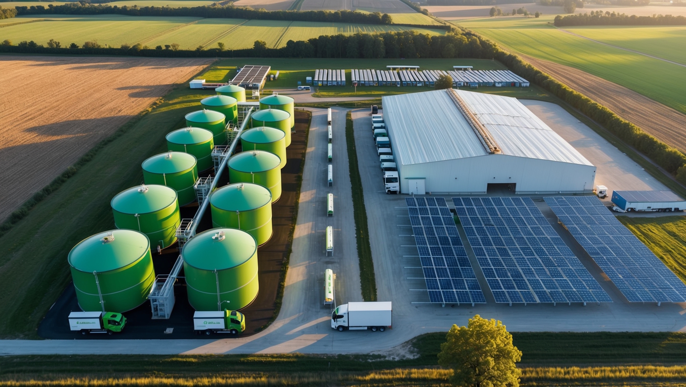 Biogas-Anlage mit E-LKW Ladehub