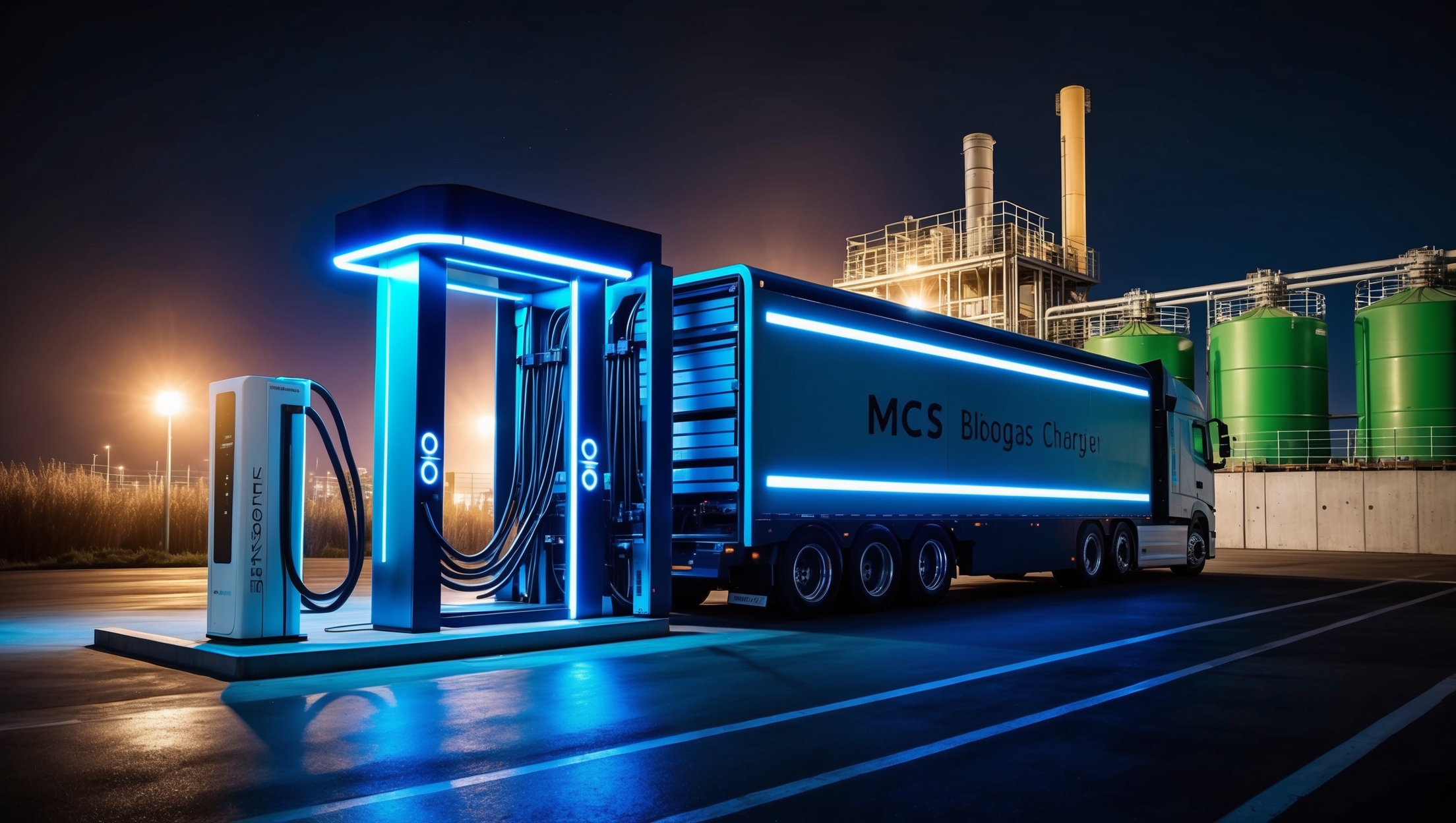 E-LKW an MCS Ladestation bei Biogasanlage