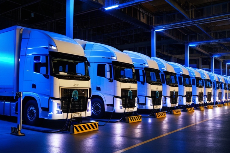 E-Lkw Nachtladung im Depot