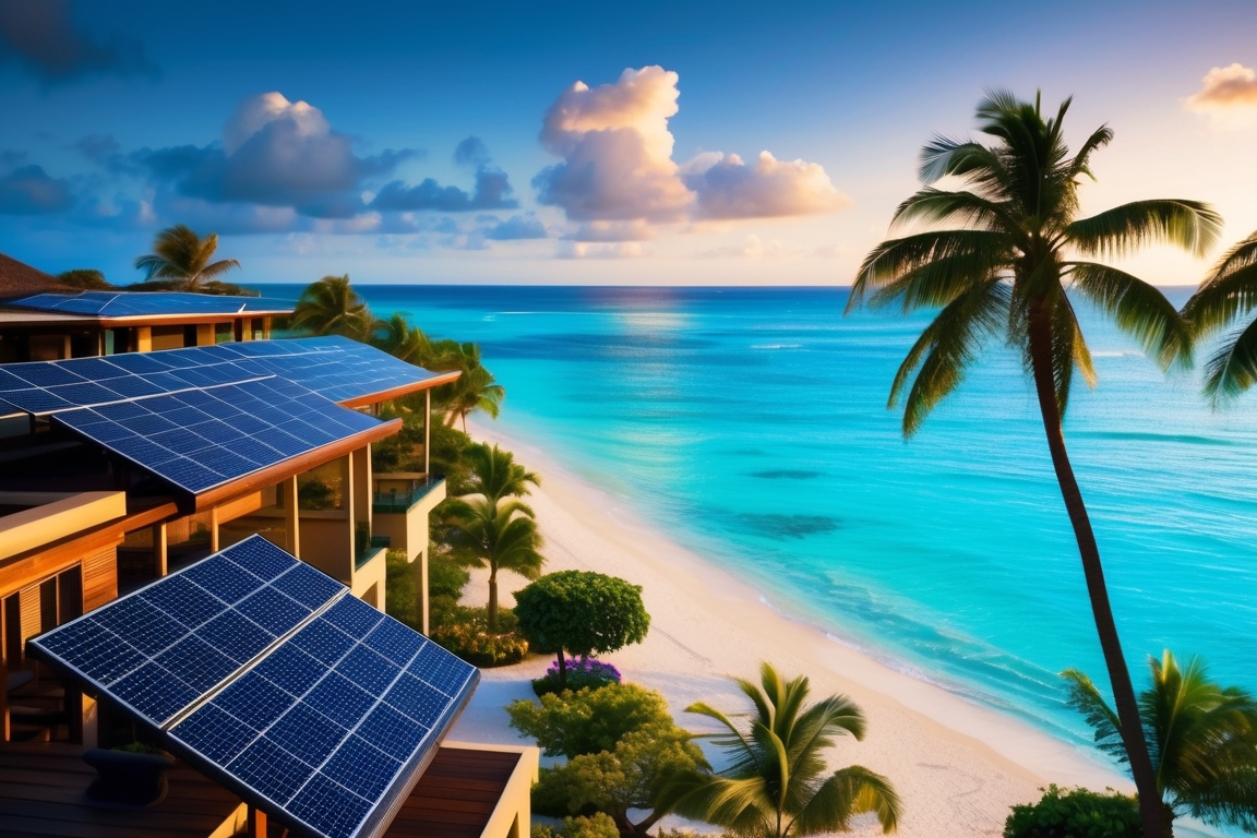 Luxury tropical hotel with rooftop solar and smart cooling