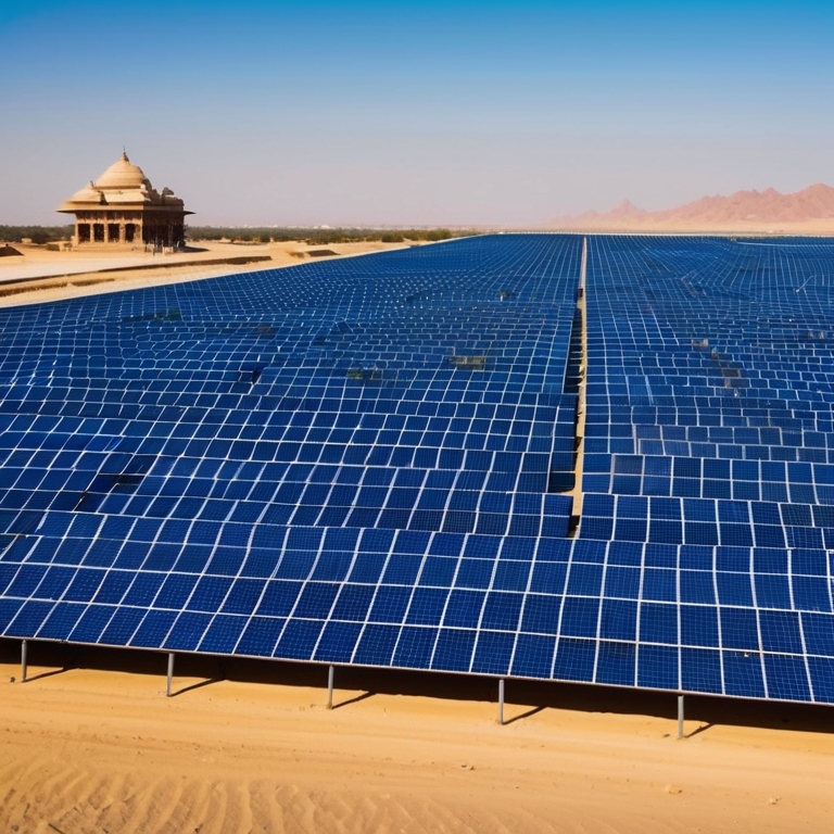 Solar farm in India with modern panels