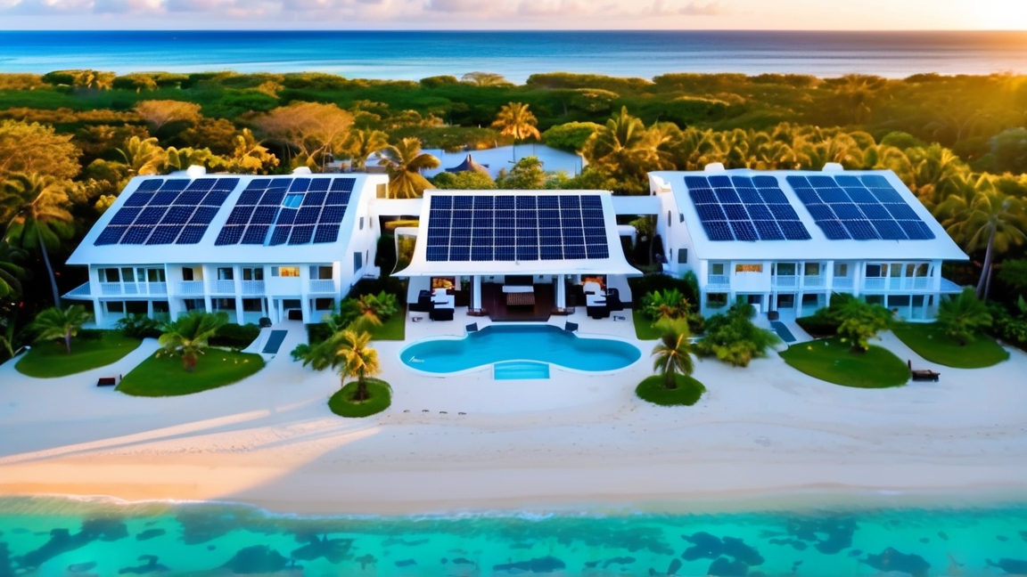 Luxury resort in Mauritius with solar panels